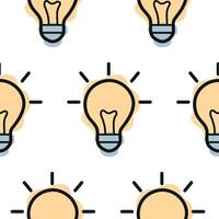 Light bulb icon pattern combining line art style and abstract color spots, for school print, textile or other various designs vector