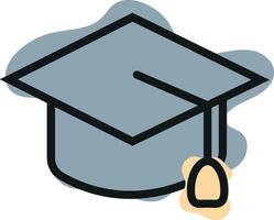 simple original graduation cap icon, combining line art style and abstract color spots, for school printing, textiles or other various designs vector