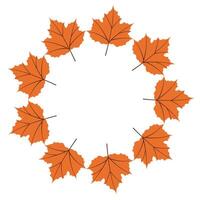 Seasonal autumn leaves frame, flat style in orange for creative projects. Hand drawn illustration for banners, social media, cards vector