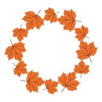 Autumn nature flat frame with big and small orange leaves for seasonal projects. Hand drawn illustration for banners, cards, social media vector