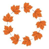 Fall season flat frame with orange leaves in modern style. Hand drawn set for banners, cards, social media vector