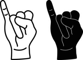 Pinky Finger Silhouette Flat and Outline Design vector