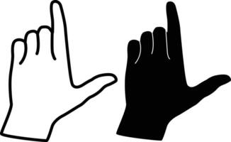 Silhouette Design of L Hand Sign on White Background vector