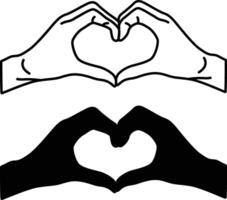 Heart Hands Silhouette Flat and Outline Design vector