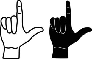 L Hand Sign Silhouette Flat and Outline Design vector