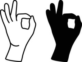 OK Sign Silhouette Flat and Outline Design vector