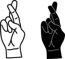 Fingers Crossed Silhouette Flat and Outline Design vector