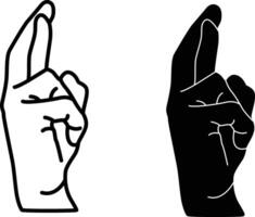 Silhouette Design of Fingers Crossed on White Background vector