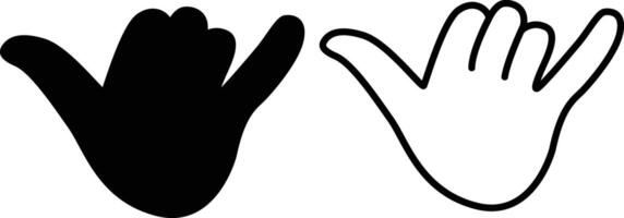 Silhouette Design of Shaka Sign on White Background vector
