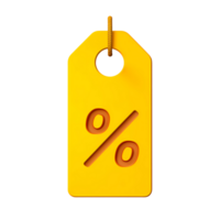 Yellow Percentage Tag with String on Transparent Background yellow percentage png