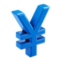 Blue Japanese Yen Symbol Isometric Render on Transparent Background vibrant png