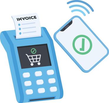 Mobile Payment via POS Terminal Icon vector