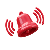 Shiny Red Notification Bell Ringing with Sound Waves on transparent background png