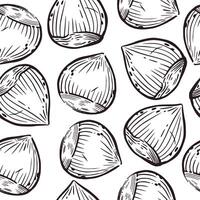 Seamless pattern. Hazelnut, hazelnut, hazelnut, all objects are hand-drawn in . For printing on fabric, kitchen textiles, food packaging, department design in a store. vector