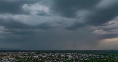 Timelapse of thunderstorm over Moerfelden Walldorf captured by drone video