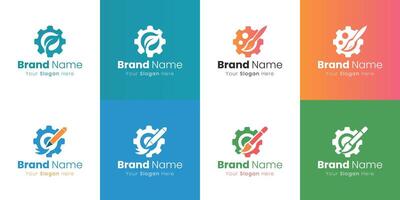 Creative Gear and Leaf Emblem Design for Brand Identity and Logo Development vector