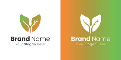 Natural Green Leaf Emblem Abstract Symbol Organic Business Brand Identity Logo Design vector