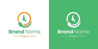 Clock Hands Around Circle Logo Design With Company Slogan Below For Brand Identity vector