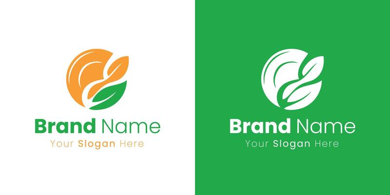 Abstract Circular Logo Design with Natural Leaf Elements for Organic Brands