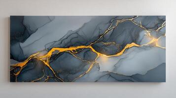 abstract grey and gold marble painting photo