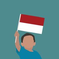 Boy and indonesian flag vector