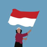 Little boy with Indonesian flag vector