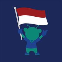 Alien Holding Indonesian Flag vector