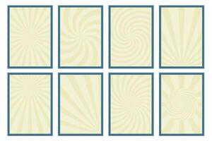 Groovy posters set. Retro backgrounds with twisted lines. Psychedelic art. Vintage design with circle elements, distorted wavy lines, warped streaks. Abstract texture. flat illustration vector