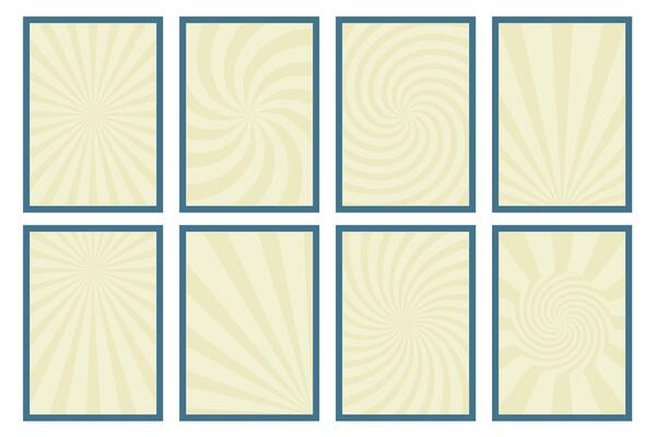 Groovy posters set. Retro backgrounds with twisted lines. Psychedelic art. Vintage design with circle elements, distorted wavy lines, warped streaks. Abstract texture. flat illustration