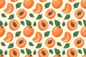 Peach pattern with leaves vector