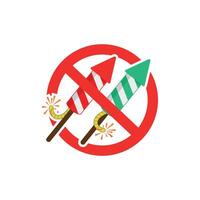design prohibited from lighting flying fireworks. vector