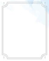 Funeral card. Empty frame with sky blue gradient and decorative lines. vector