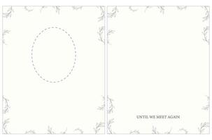 Funeral card. Simple design with top text area and decorative floral lines. vector