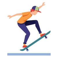 young man playing skateboard vector