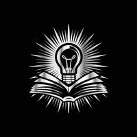an open book with a light bulb inside vector