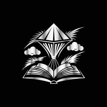 an open book with a parachute on it vector