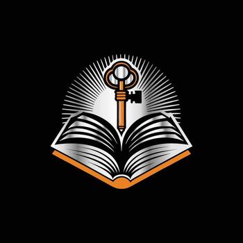 an open book with a key in it vector