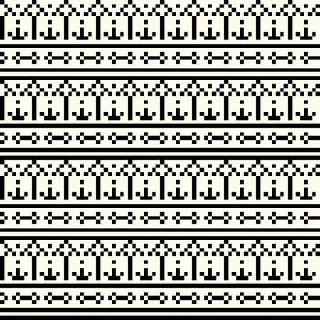 Old-style black and white pixel art pattern made of square shapes, perfect for retro or minimal designs. vector