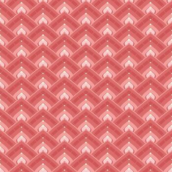 Coral-colored abstract seamless scales pattern with curved geometric design, perfect for backgrounds or textiles vector