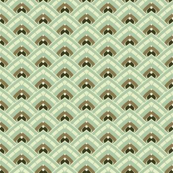 Pastel light green seamless abstract scales pattern with curved shapes, perfect for soft backgrounds and designs vector