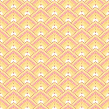 Seamless abstract scales pattern in soft yellow and pink tones with curved shapes, ideal for modern backgrounds. vector
