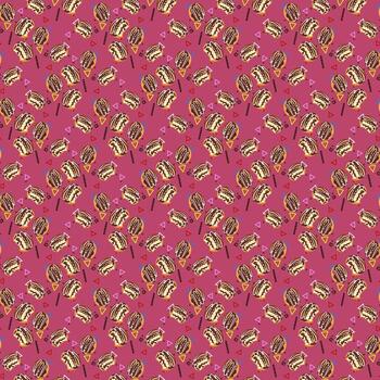 Seamless Pattern of Cream Donuts with Chocolate on Colorful Background vector