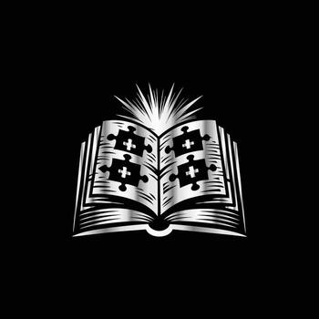 an open book with crosses on it vector
