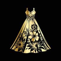 a golden dress with flowers on it vector
