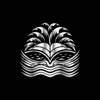 an open book with waves on it vector