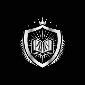 an open book with a crown on it vector