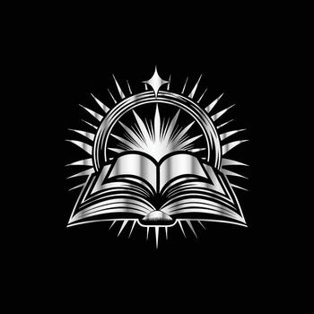 an open book with rays of light coming out of it. vector