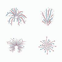 Red and blue fireworks set. vector