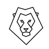 Bold geometric lion head in minimalist black line art style, ideal for logos, tattoos, mascots, or powerful graphic design symbolizing courage and leadership. vector