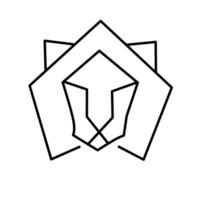Abstract geometric lion head in minimalist black line art style, perfect for logos, emblems, tattoos, or modern branding with a bold and regal look. vector